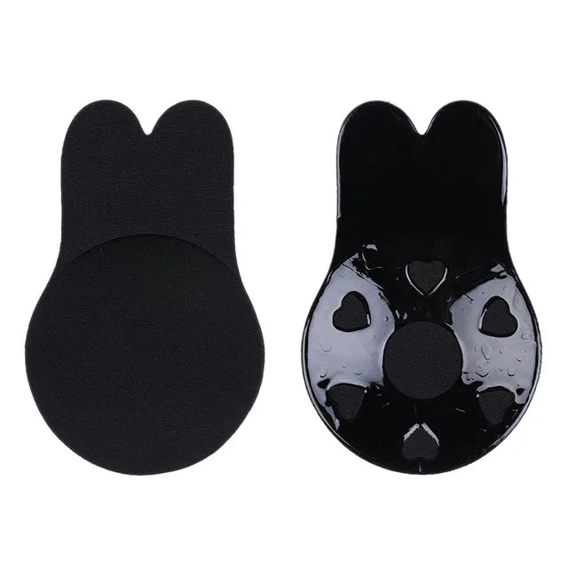 1 Pair Silicone Adhesive Women Invisible Push Up Bras Nipple Cover Breast Pasties Reusable Lift Up Tape Rabbit Bra Strapless Bra
