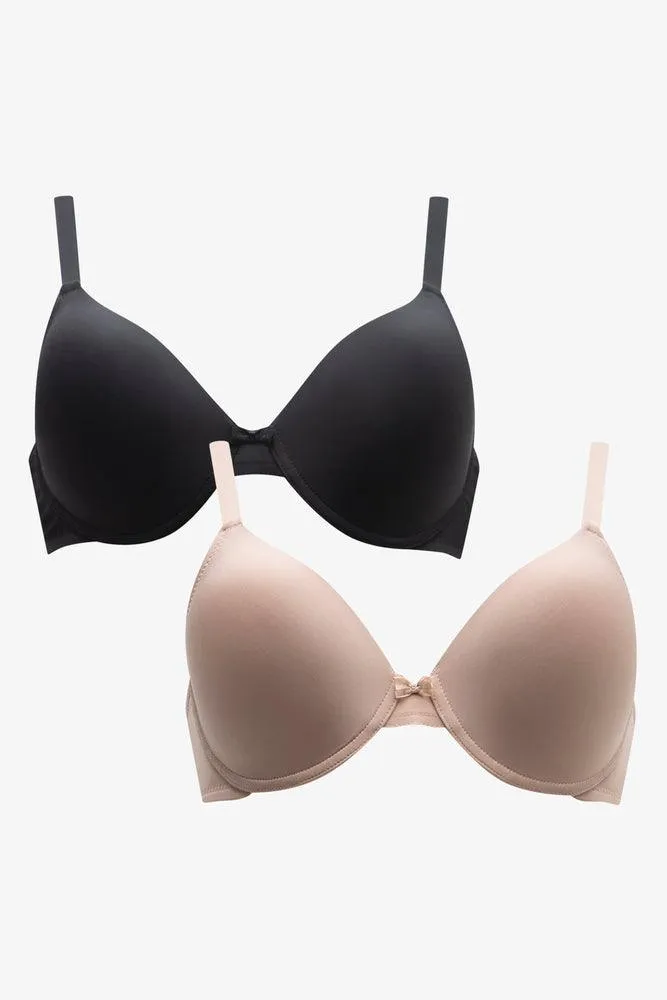 2 Pack T-Shirt Bras Black & Natural