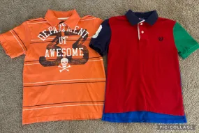 2 Polo Shirts Orange 33 Red Blue Green Polo - size Kids Clothing:     8