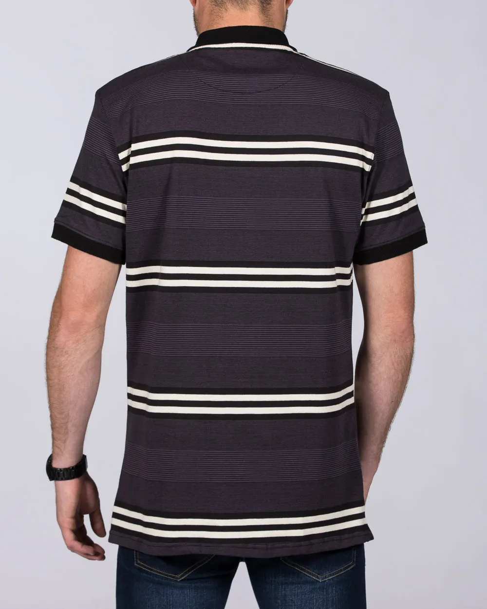 2t Regular Fit Tall Striped Polo Shirt (charcoal)