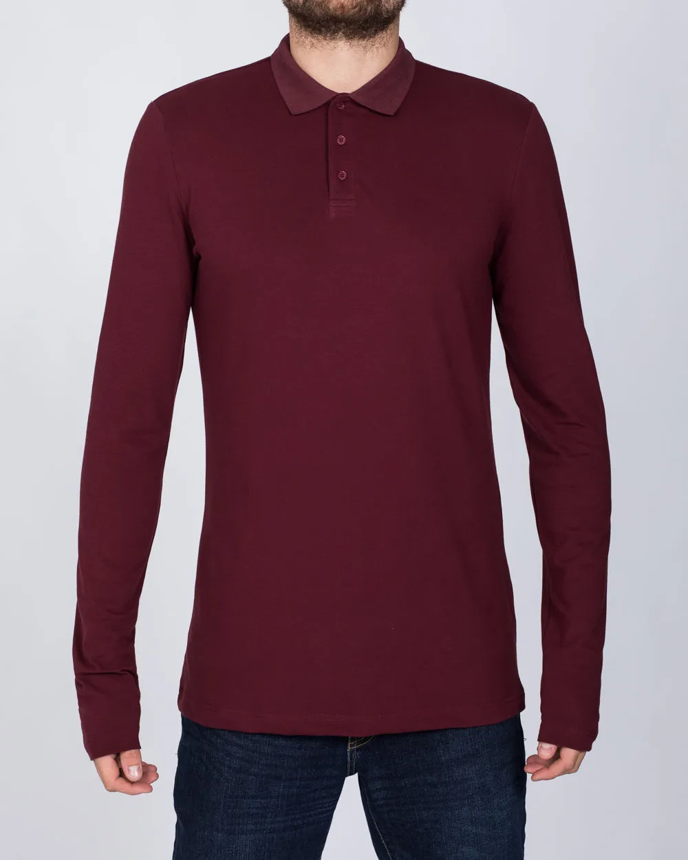 2t Slim Fit Long Sleeve Polo Shirt (burgundy)