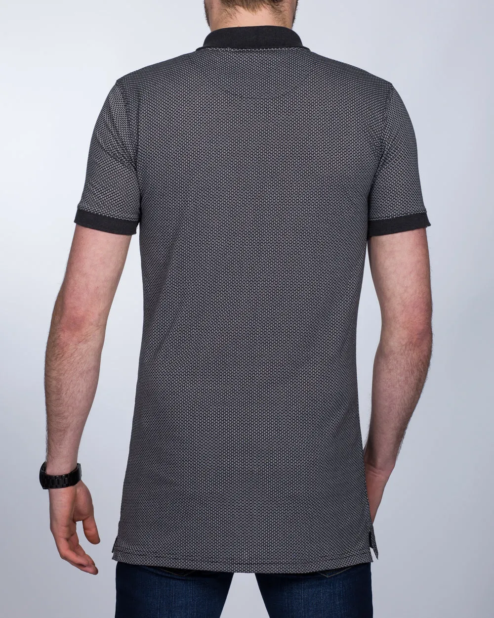 2t Slim Fit Patterned Tall Polo Shirt (charcoal)