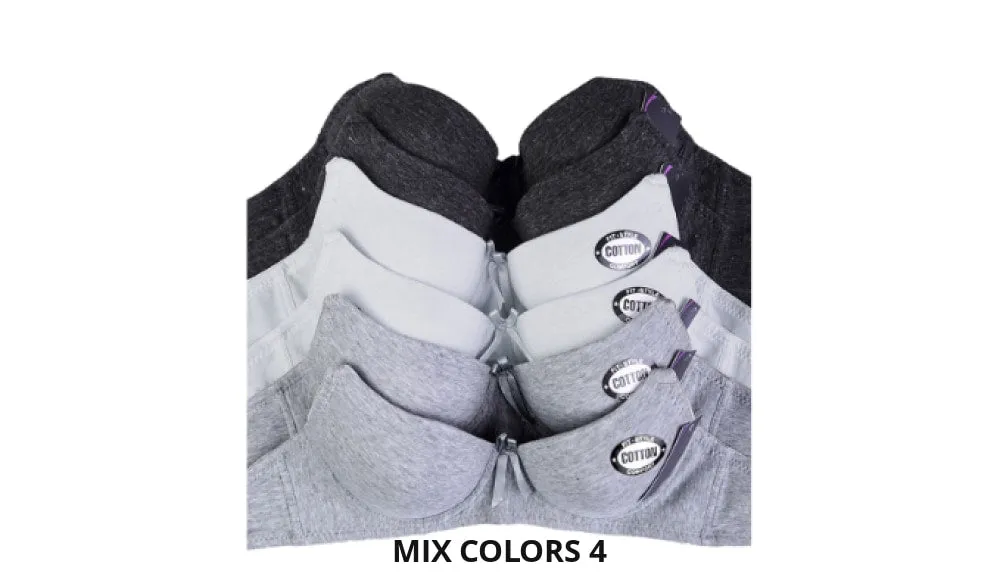 6 Pack: Mechaly Premium Styles Women's Full Cup Plain Bra Set - Ships Next Day!