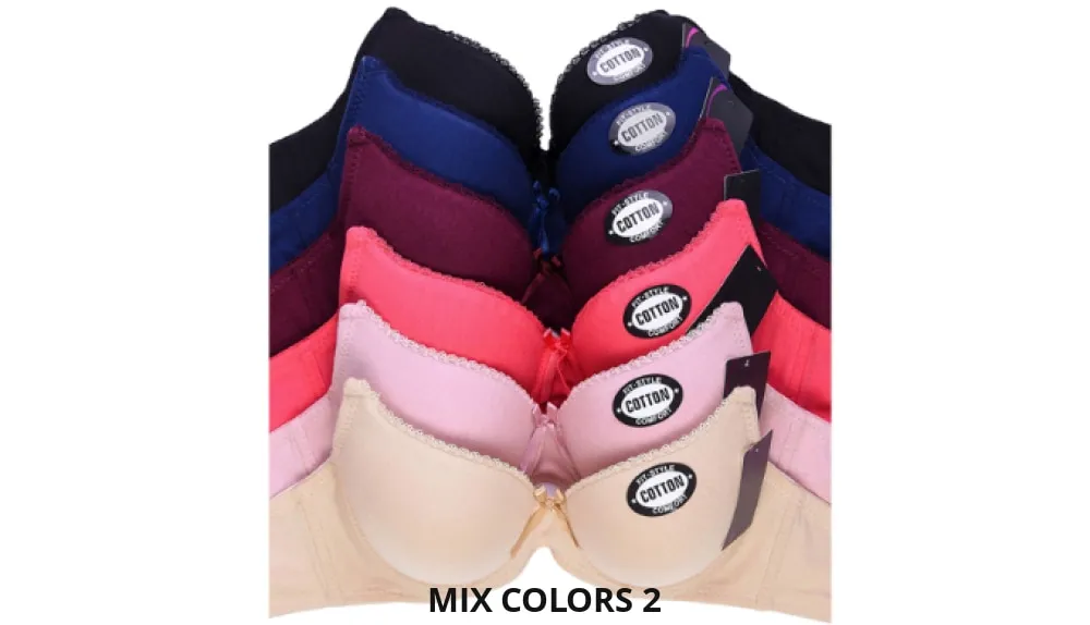 6 Pack: Mechaly Premium Styles Women's Full Cup Plain Bra Set - Ships Next Day!