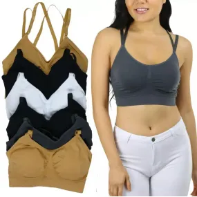 6-Pack: Women's Seamless Everyday Bra with Cross Back