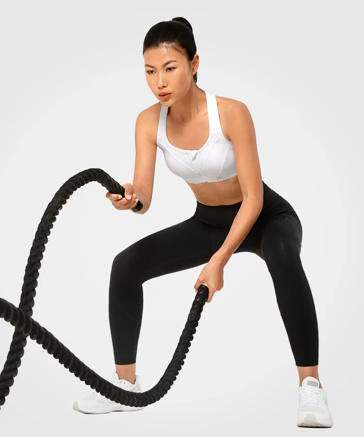 7/8 Echo High-waisted Side pocket Strip Running Leggings 24"| Women's High Support Leggings