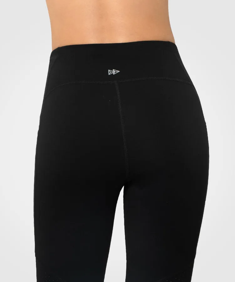 7/8 Echo High-waisted Side pocket Strip Running Leggings 24"| Women's High Support Leggings
