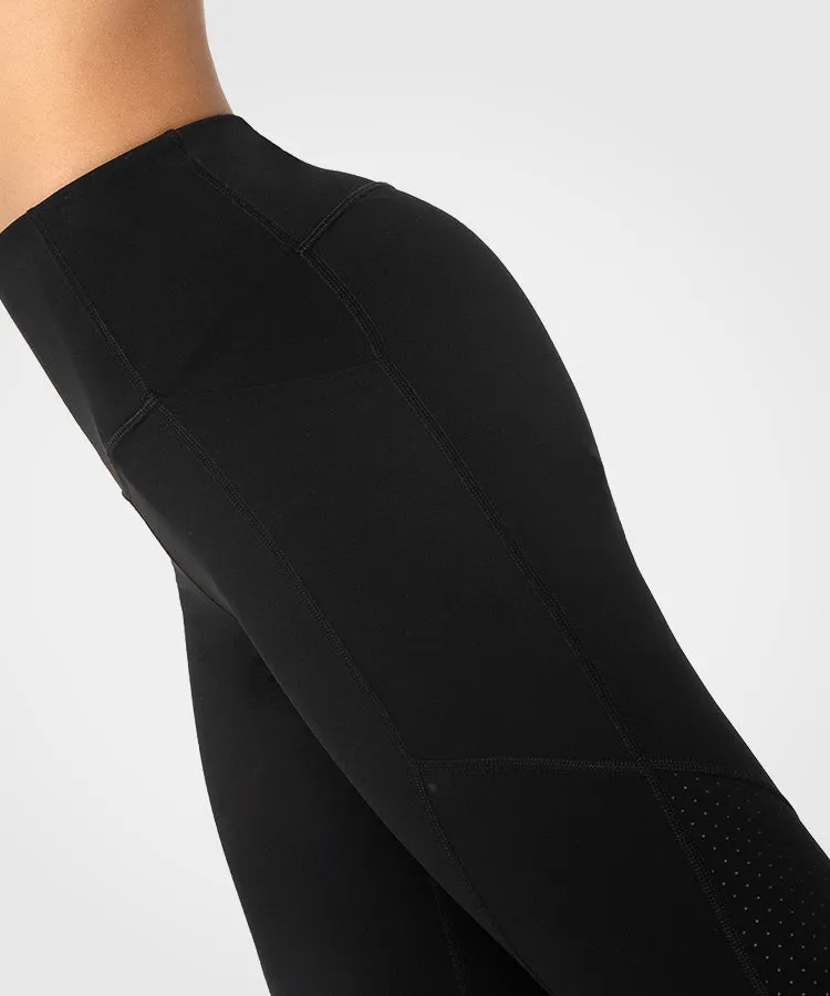 7/8 Echo High-waisted Side pocket Strip Running Leggings 24"| Women's High Support Leggings