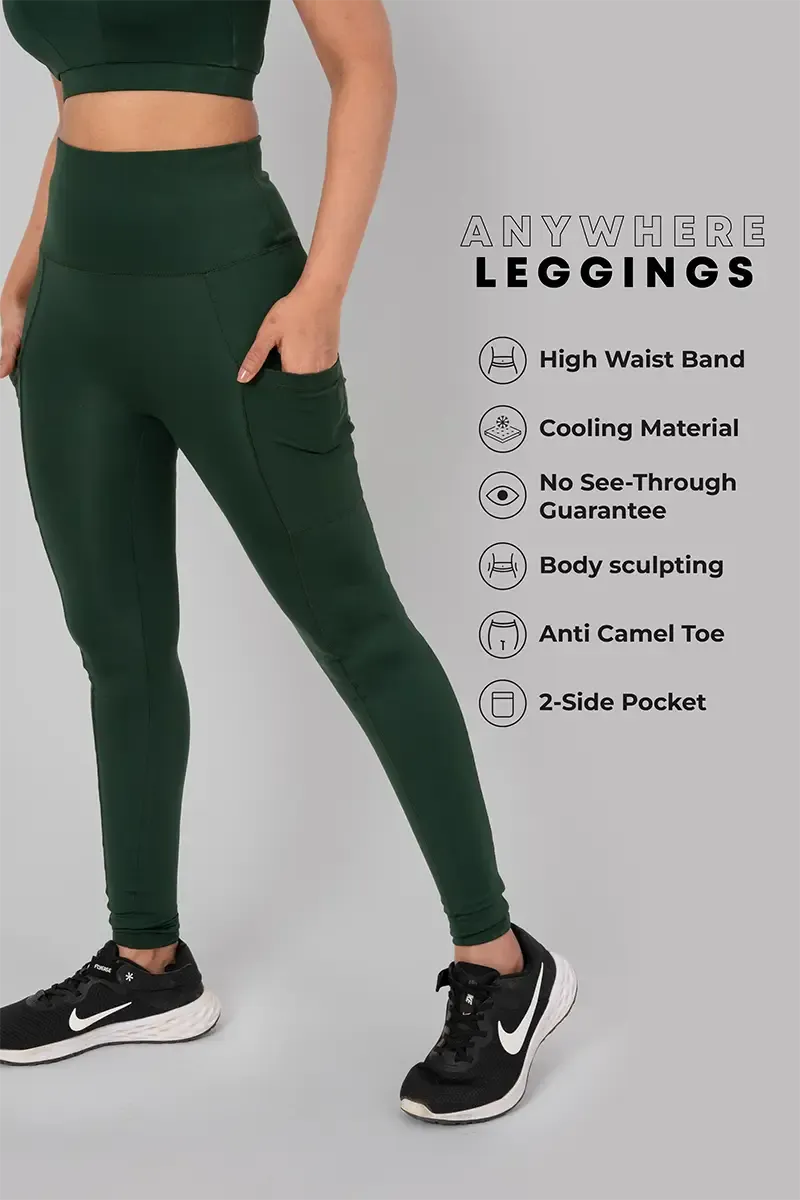 Anywhere Women's Leggings with Side Pockets - Sage