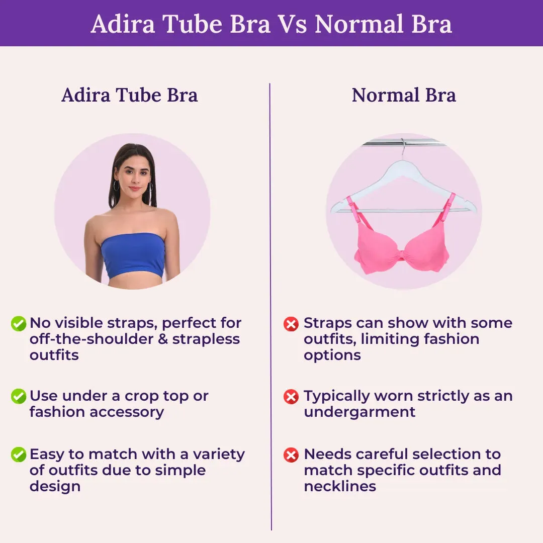 Bandeau/Tube Bra For Women | Strapless Bra | Silicone Anti-Slip Band | Triple Layer Front Panel | Conceals Visibility Of Nipples | Pack Of 2