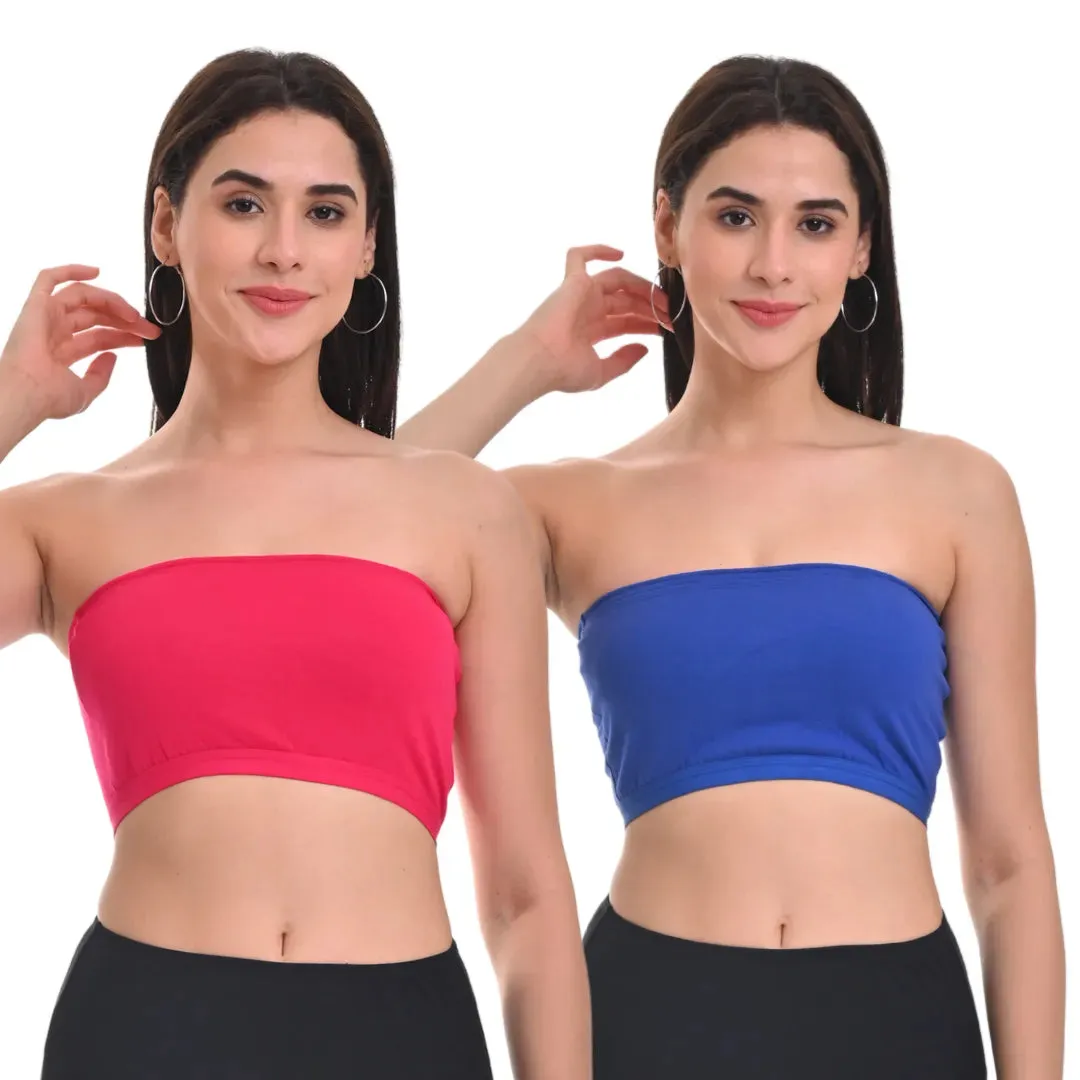 Bandeau/Tube Bra For Women | Strapless Bra | Silicone Anti-Slip Band | Triple Layer Front Panel | Conceals Visibility Of Nipples | Pack Of 2