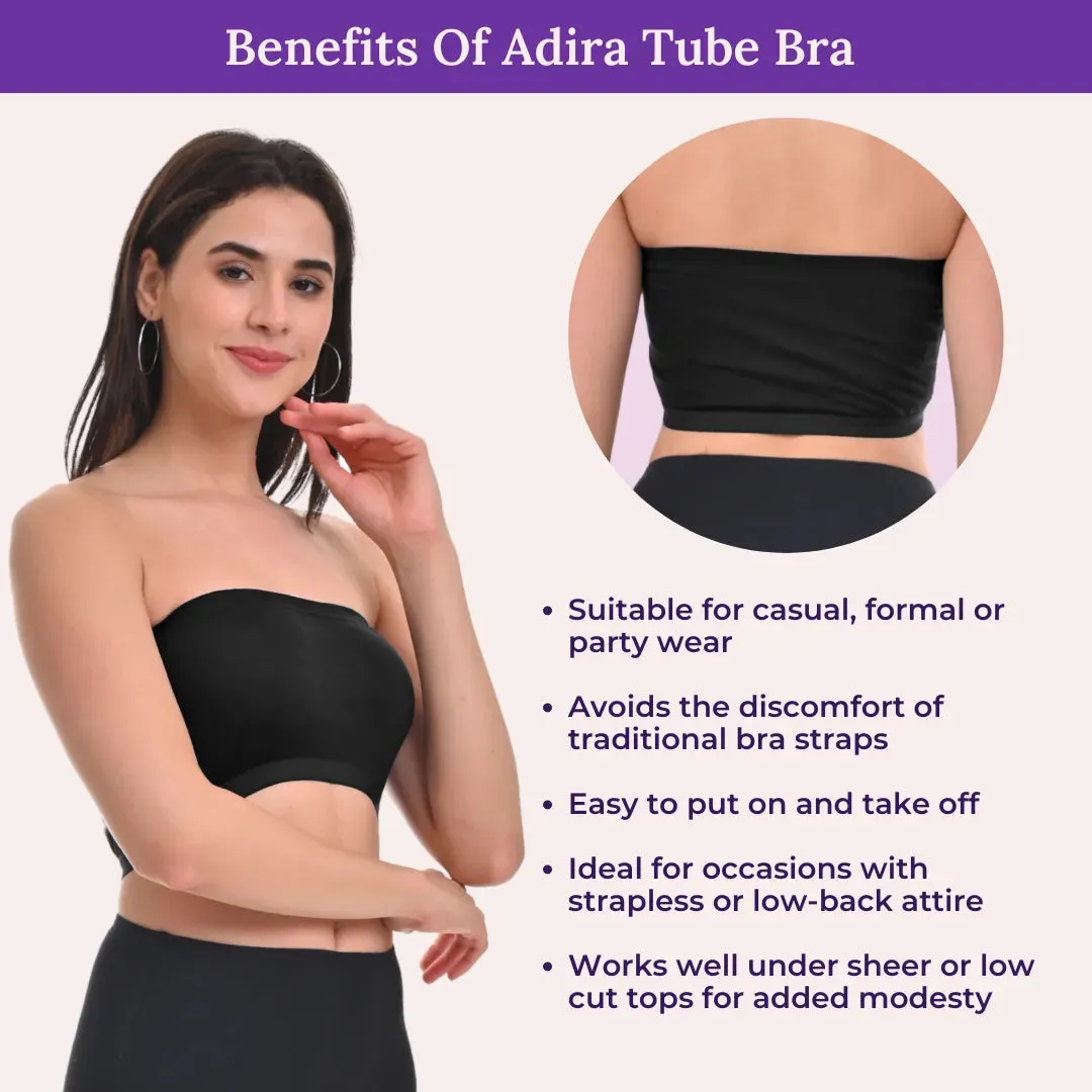 Bandeau/Tube Bra For Women | Strapless Bra | Silicone Anti-Slip Band | Triple Layer Front Panel | Conceals Visibility Of Nipples | Pack Of 2