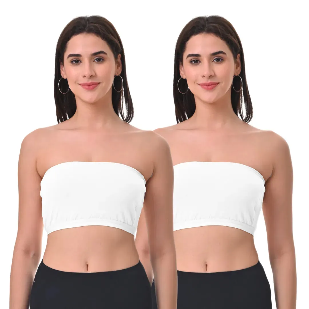 Bandeau/Tube Bra For Women | Strapless Bra | Silicone Anti-Slip Band | Triple Layer Front Panel | Conceals Visibility Of Nipples | Pack Of 2