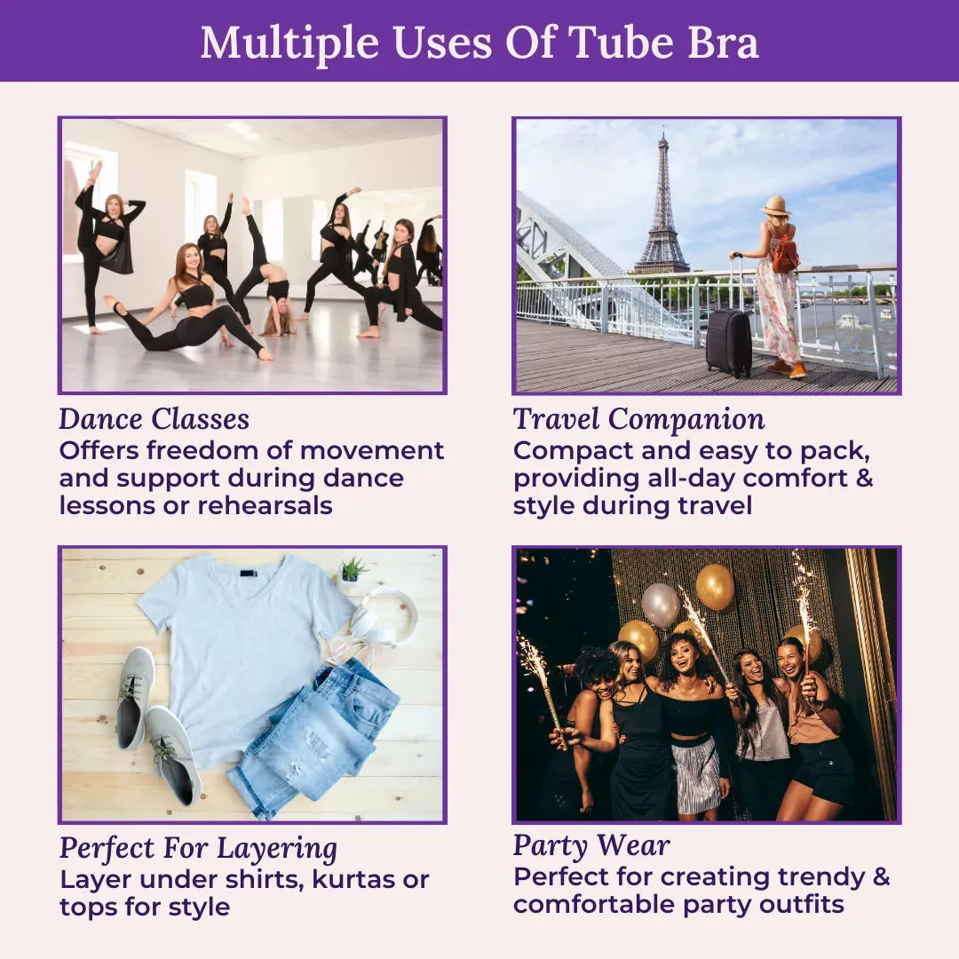 Bandeau/Tube Bra For Women | Strapless Bra | Silicone Anti-Slip Band | Triple Layer Front Panel | Conceals Visibility Of Nipples | Pack Of 2