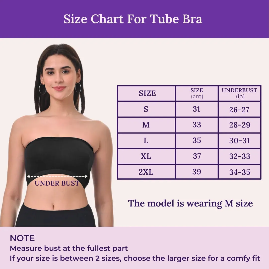 Bandeau/Tube Bra For Women | Strapless Bra | Silicone Anti-Slip Band | Triple Layer Front Panel | Conceals Visibility Of Nipples | Pack Of 2