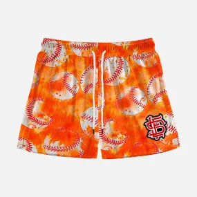 Baseball Tie Dye Orange Shorts - 5"