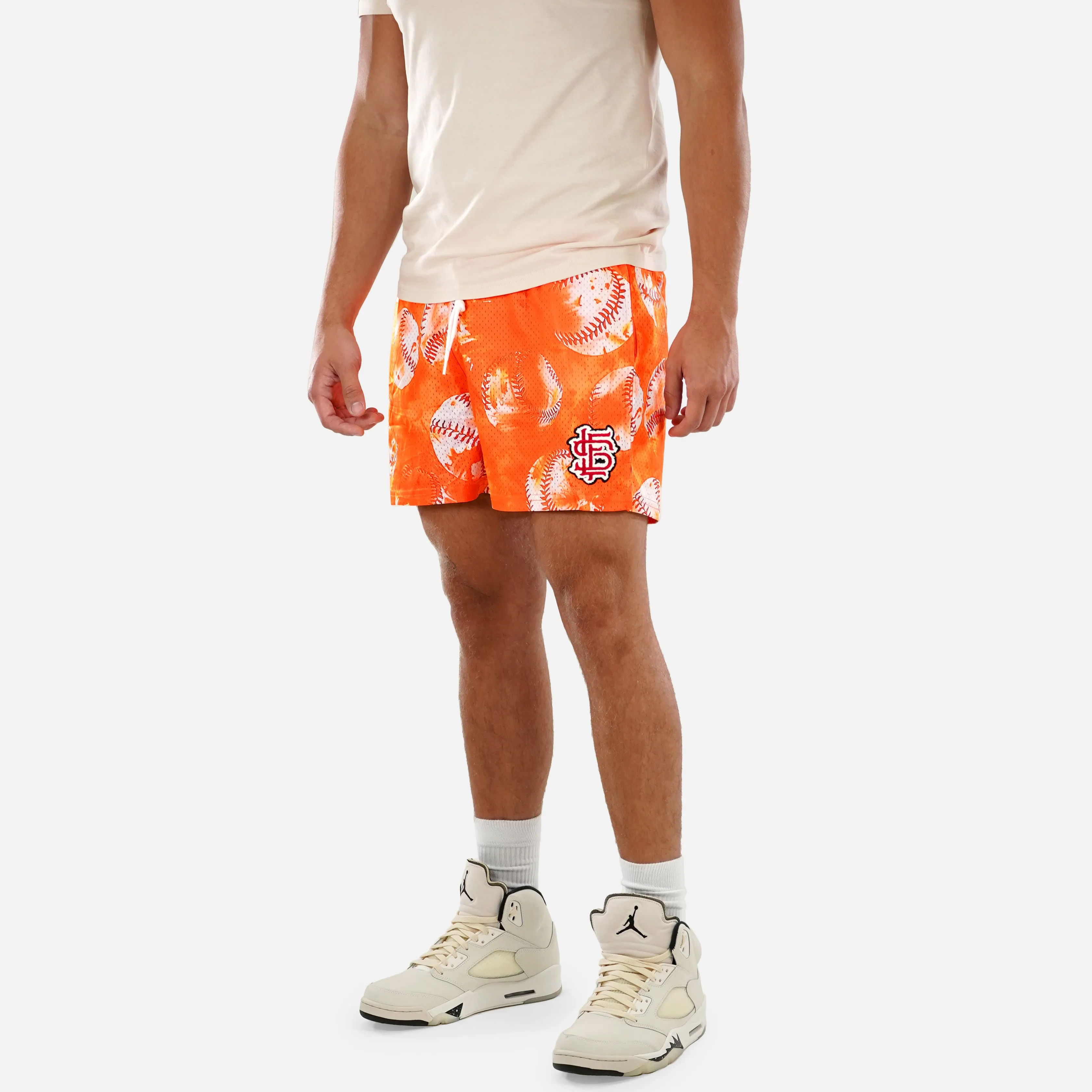 Baseball Tie Dye Orange Shorts - 5"