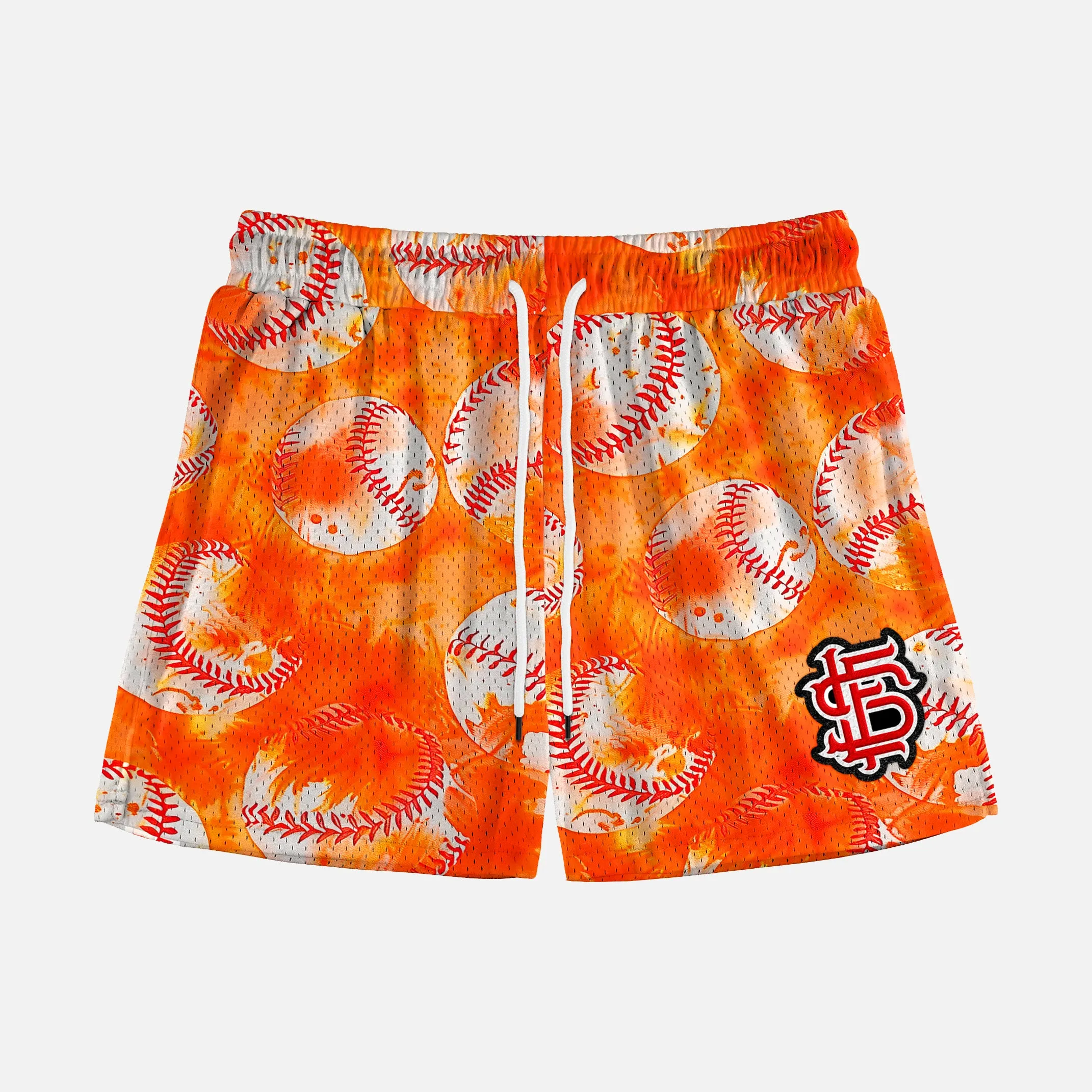 Baseball Tie Dye Orange Shorts - 5"