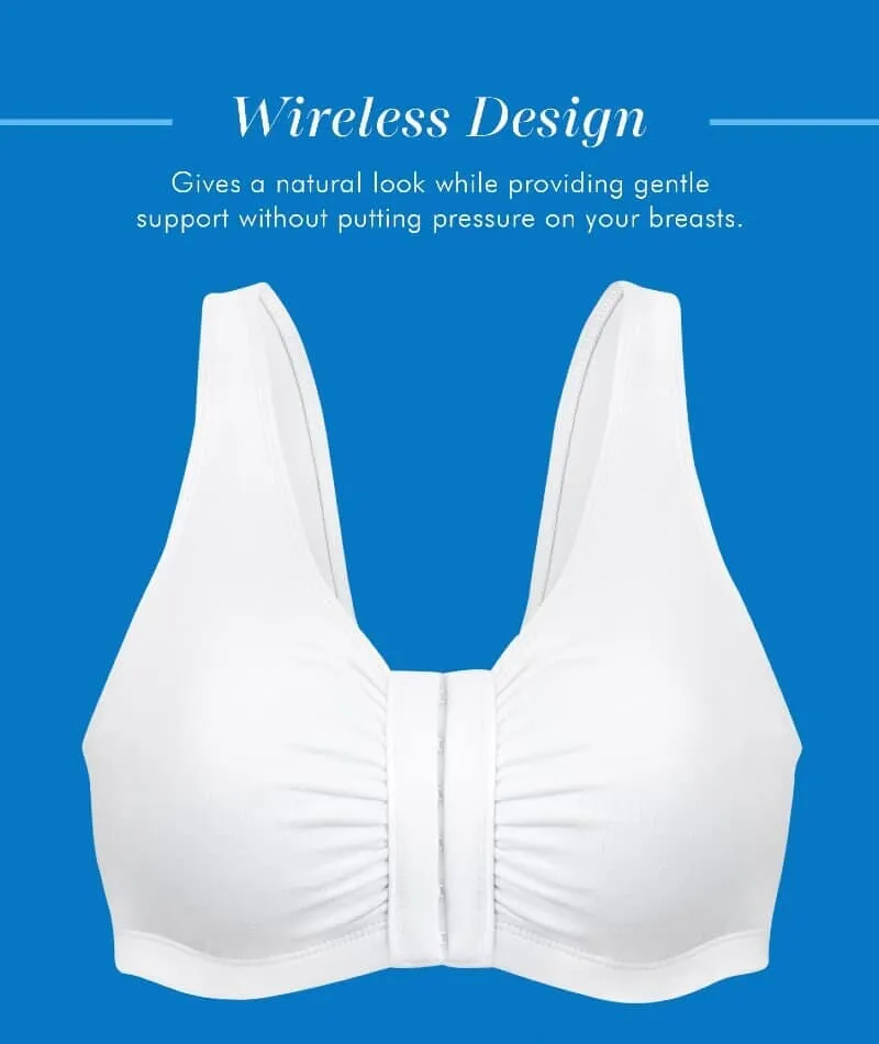 Bestform Unlined Wire-free Cotton Stretch Sports Bra with Front Closure 2 Pack - White