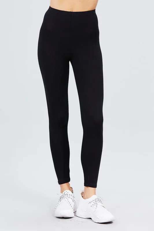 Black Cotton Spandex Leggings