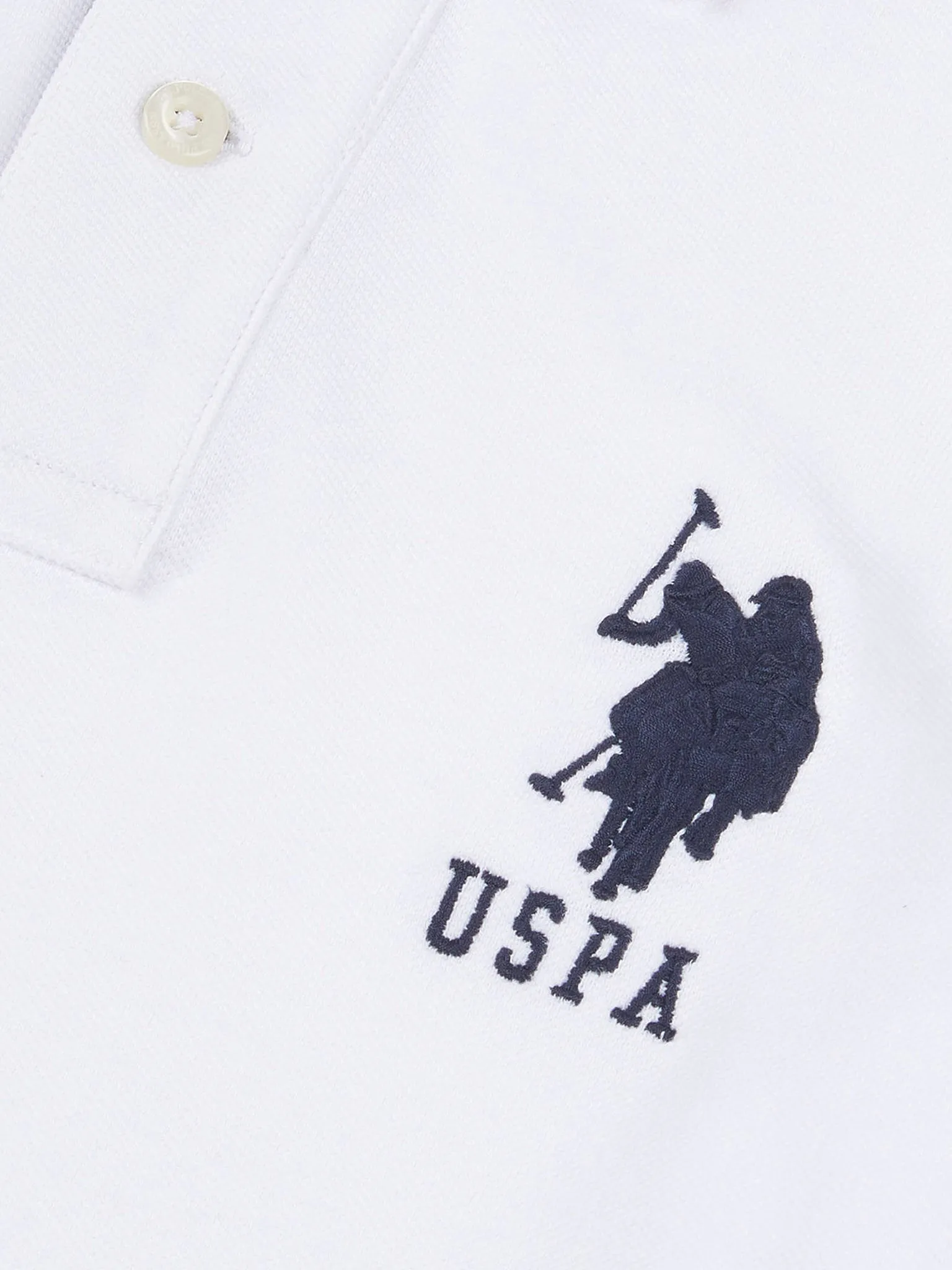 Boys Player 3 Polo Shirt in White / Dark Sapphire Navy DHM