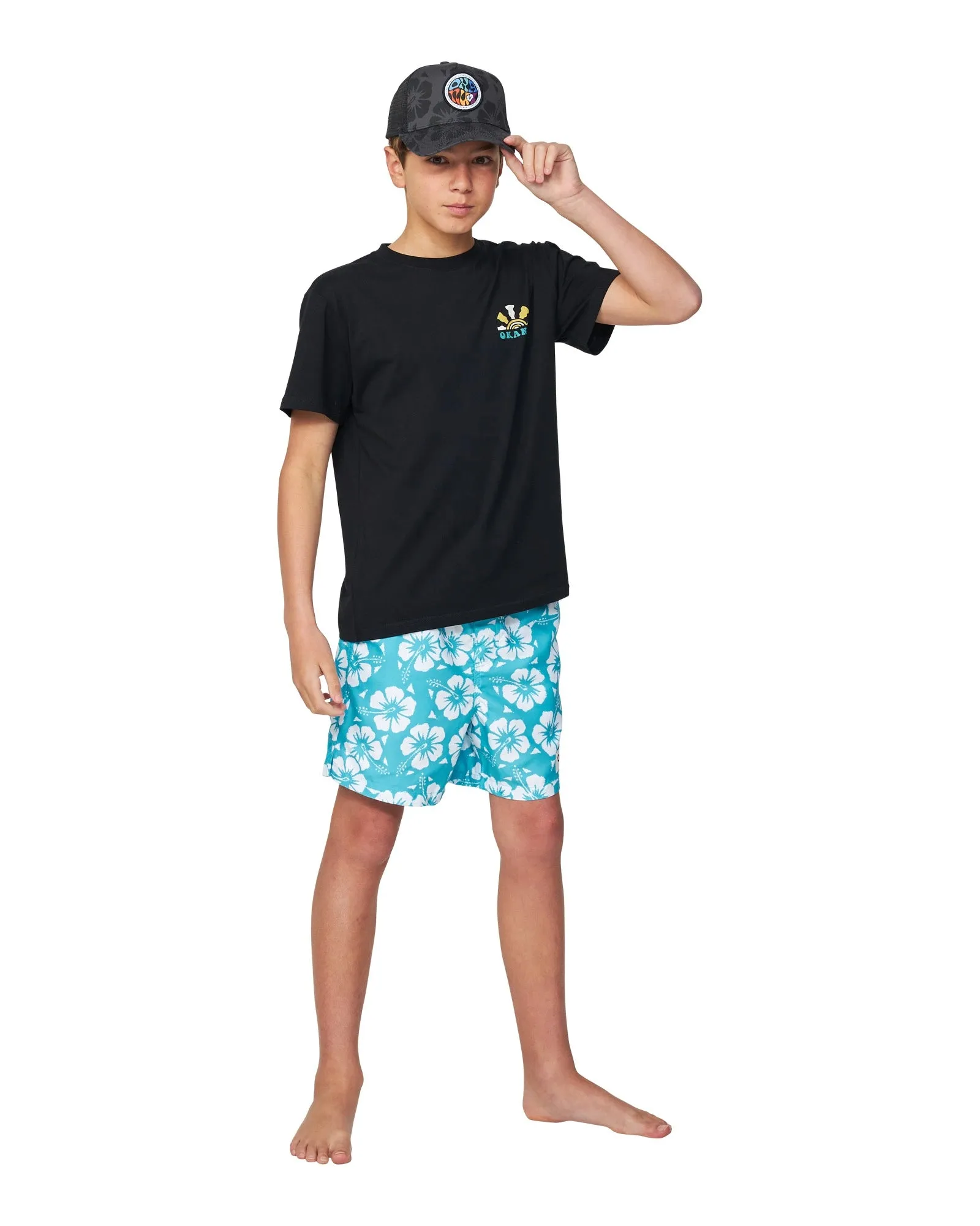 Boys - Swim Short - Hibiscus Aqua