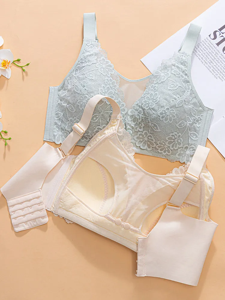 Breathable Lace Wireless Nursing Bras with Front Closure