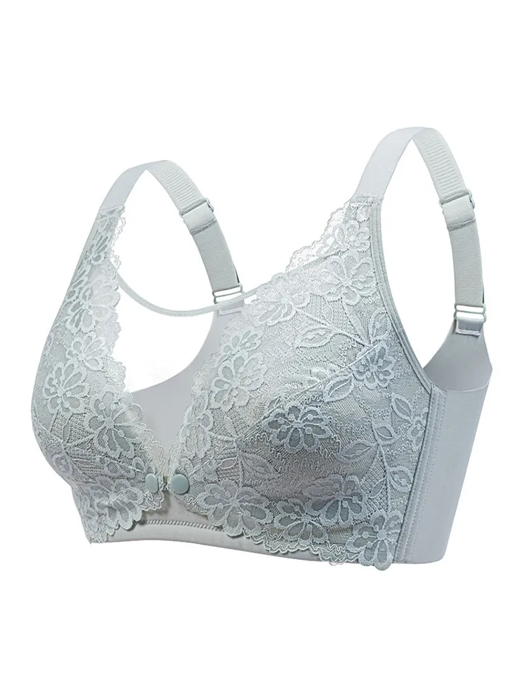 Breathable Lace Wireless Nursing Bras with Front Closure