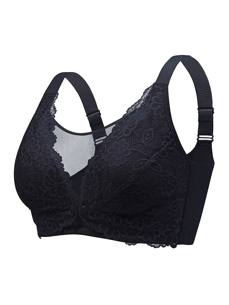 Breathable Lace Wireless Nursing Bras with Front Closure