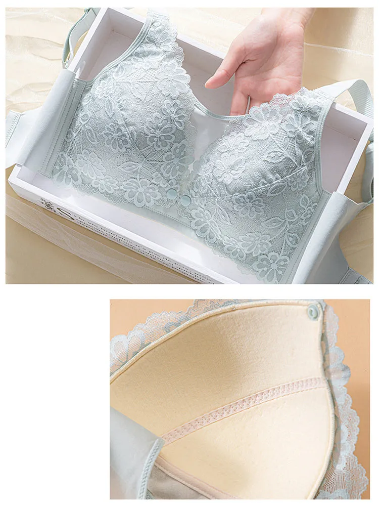 Breathable Lace Wireless Nursing Bras with Front Closure