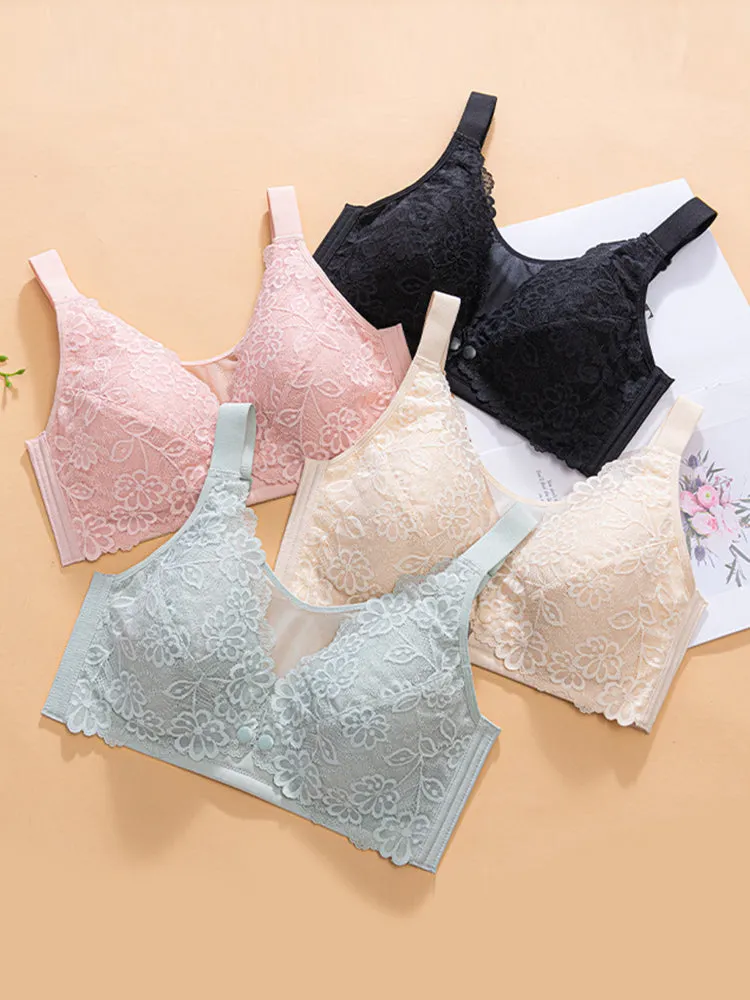 Breathable Lace Wireless Nursing Bras with Front Closure