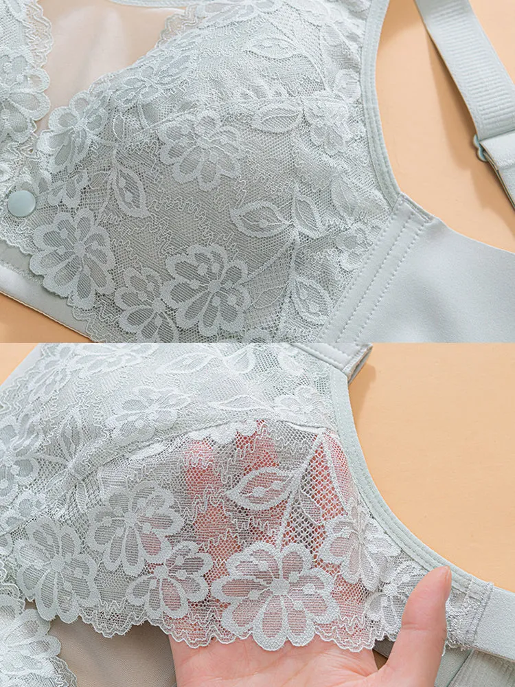 Breathable Lace Wireless Nursing Bras with Front Closure