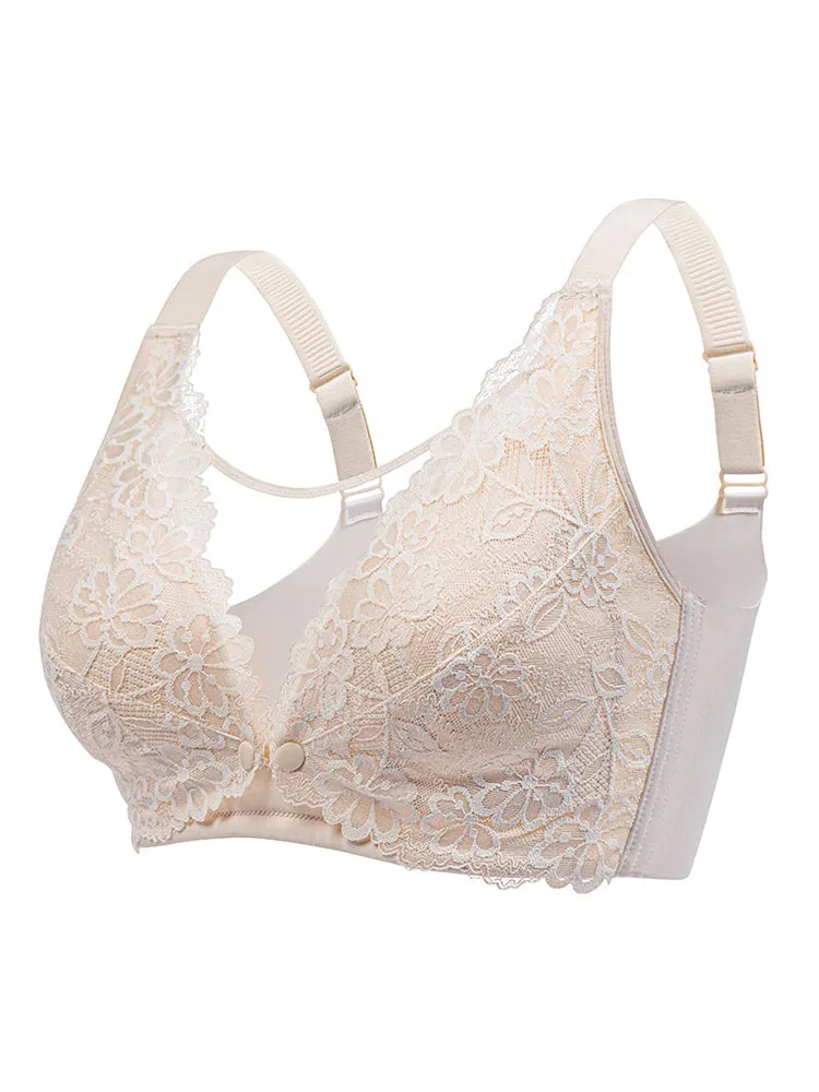 Breathable Lace Wireless Nursing Bras with Front Closure