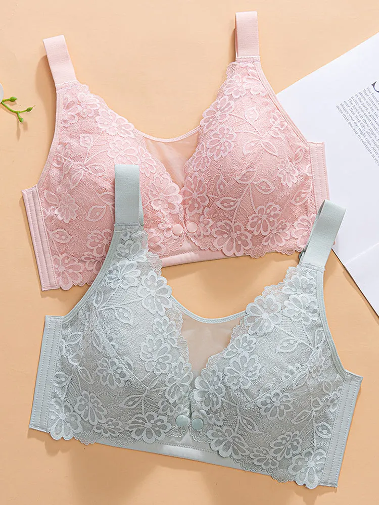 Breathable Lace Wireless Nursing Bras with Front Closure