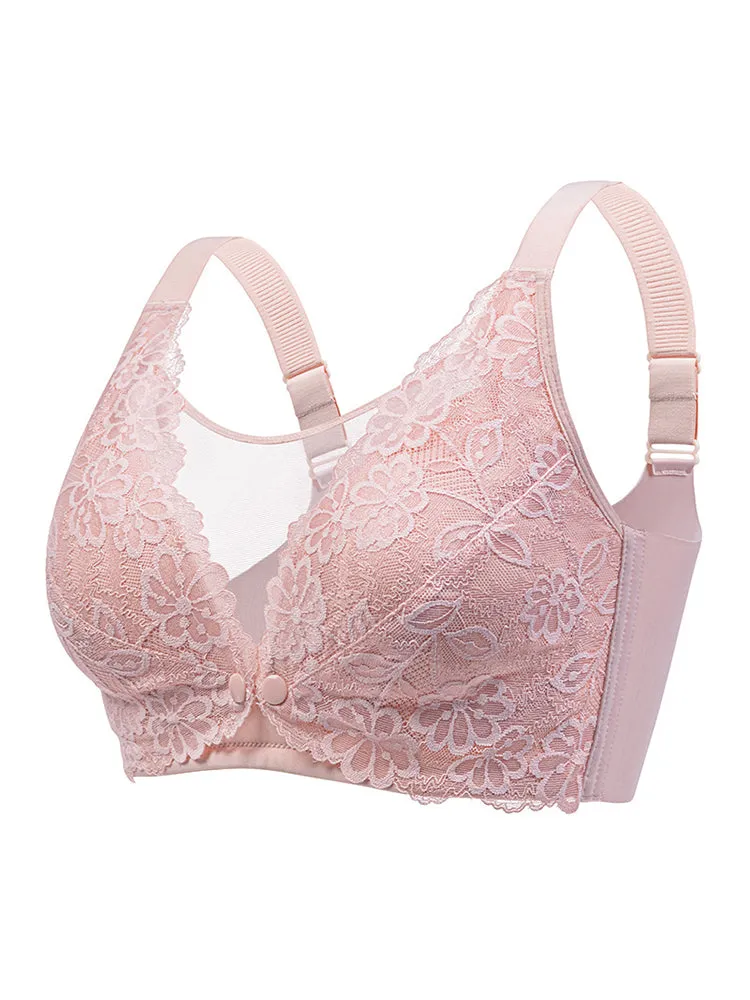 Breathable Lace Wireless Nursing Bras with Front Closure