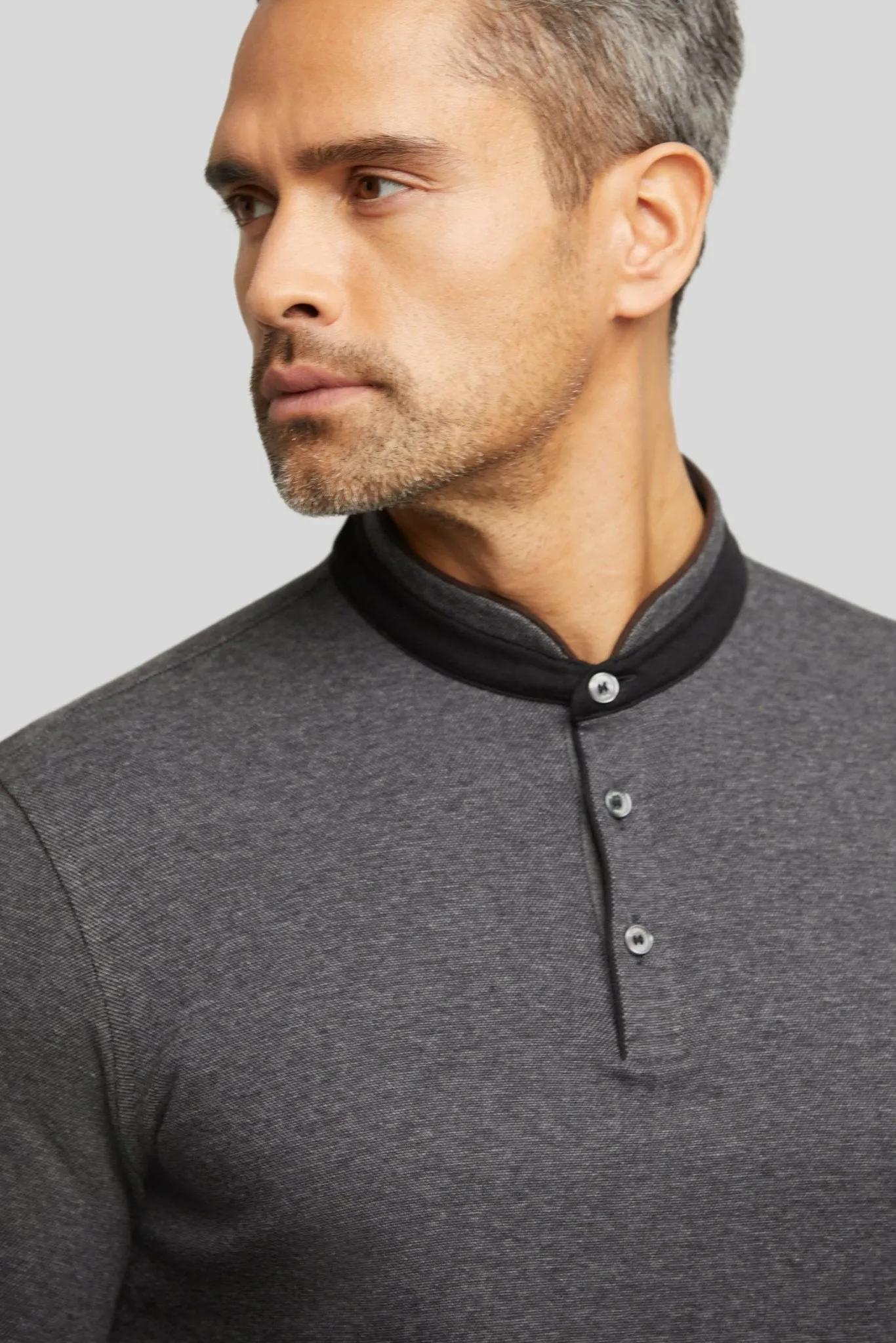 BUGATTI Mens Long Sleeve Polo DARK GREY