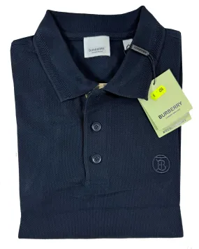 Burberry Men Polo Shirt Eddie Coal Blue Cotton Regular Fit S REDUCED - SALE