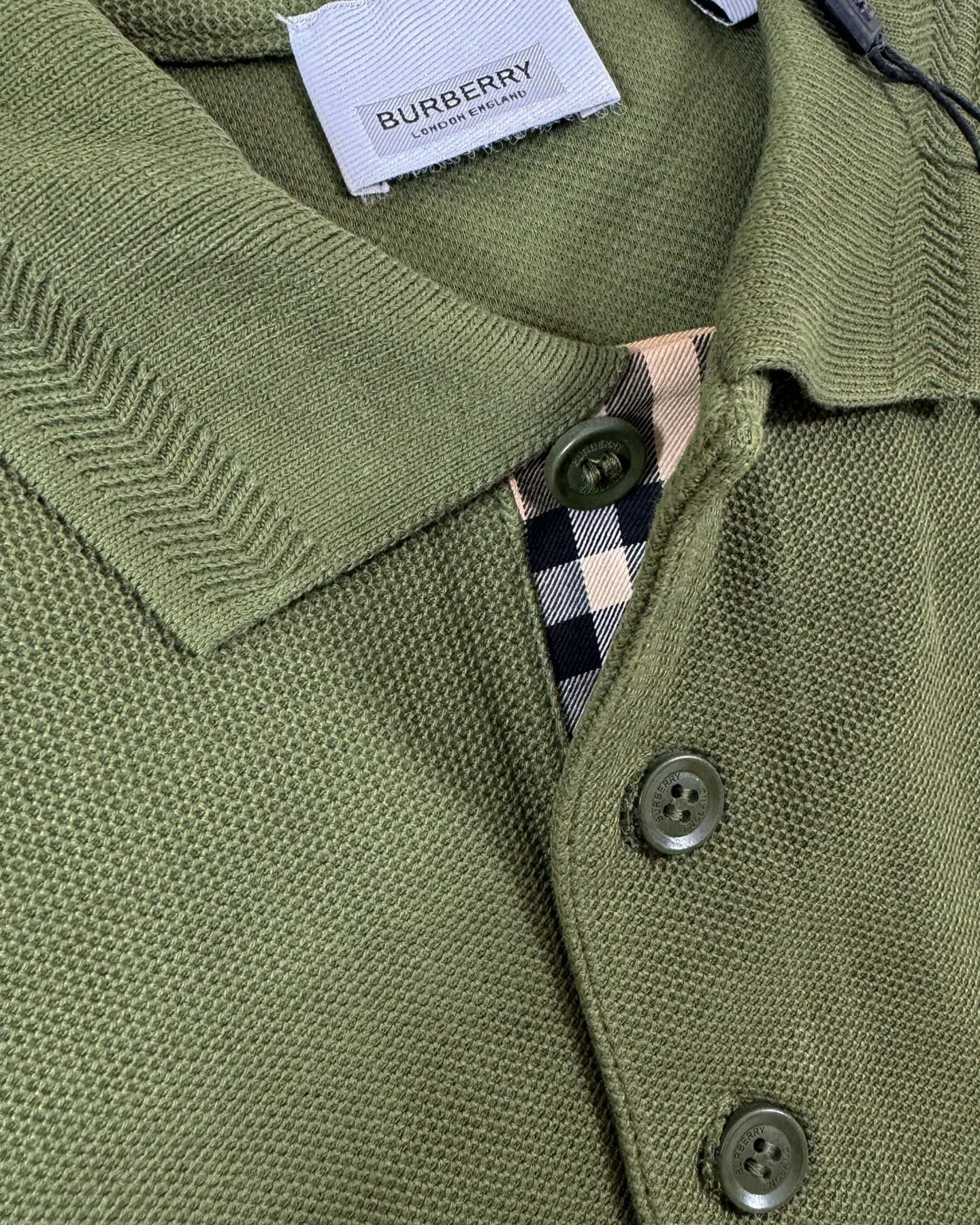 Burberry Men Polo Shirt Eddie Olive Cotton Regular Fit S BLACK FRIDAY SALE