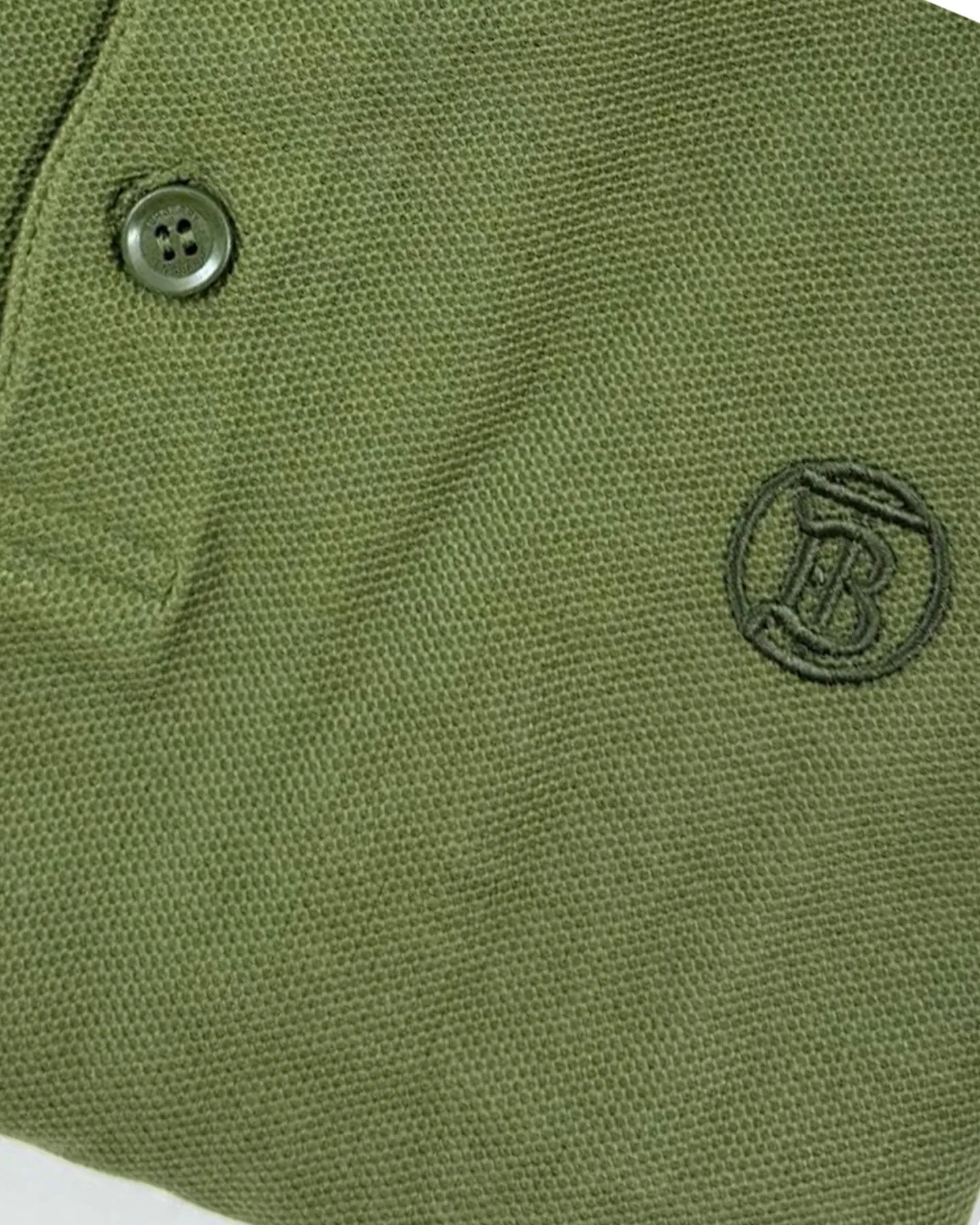 Burberry Men Polo Shirt Eddie Olive Cotton Regular Fit S SALE