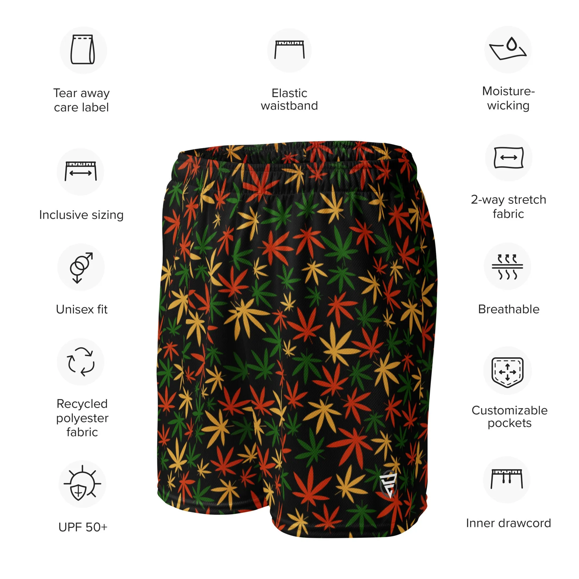 Cannabis black Unisex mesh shorts