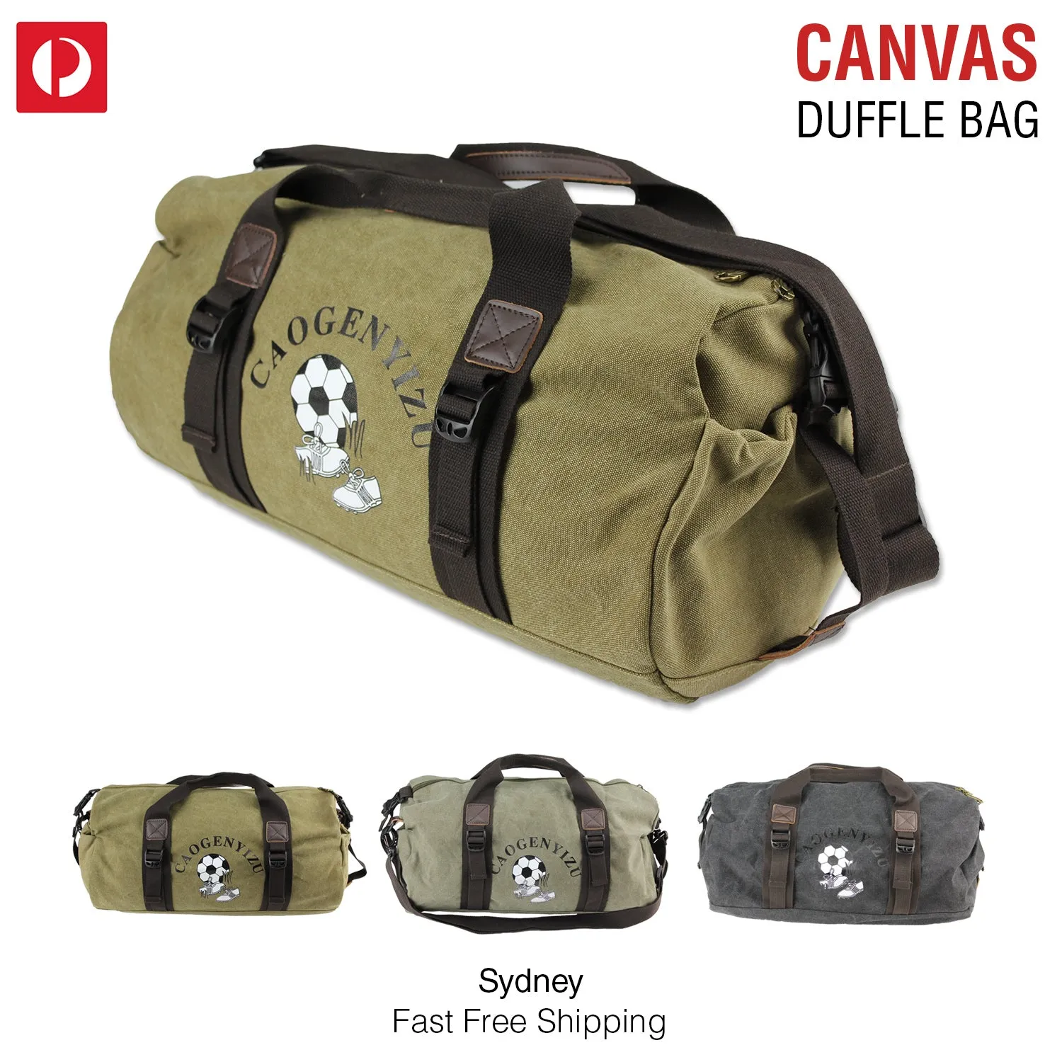 Canvas Duffle Bag Sports Duffel Shoulder Vintage Large Gym School Mens Travel