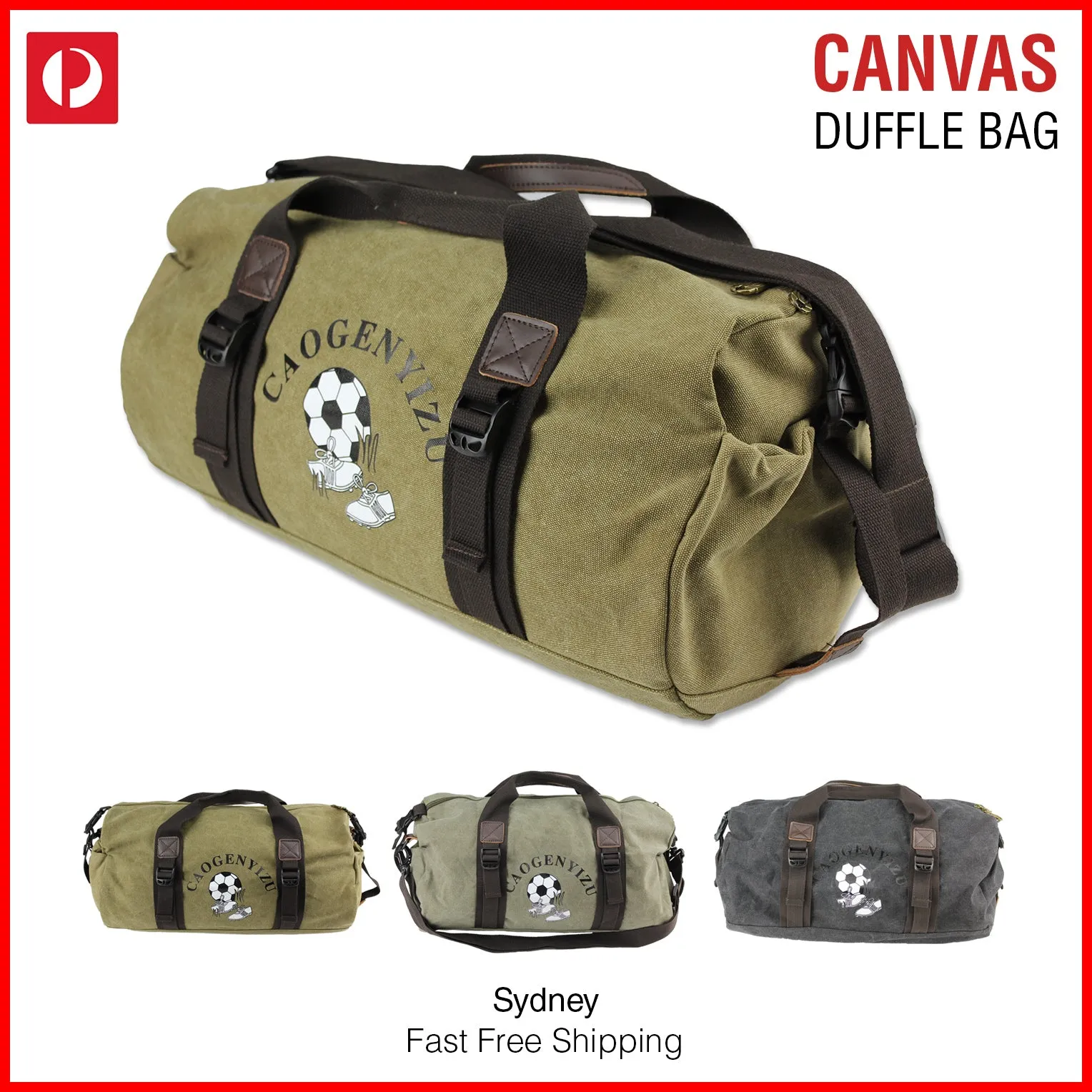 Canvas Duffle Bag Sports Duffel Shoulder Vintage Large Gym School Mens Travel