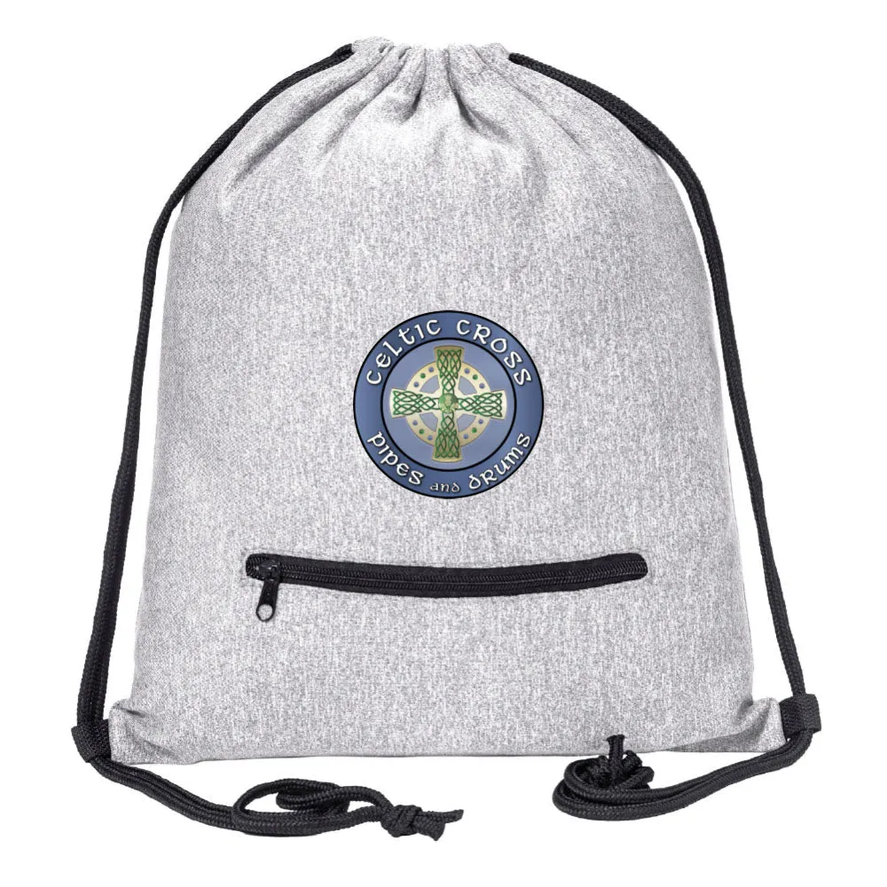 Celtic Cross BAND Melange Drawstring Gym Bag With Zipper Pocket