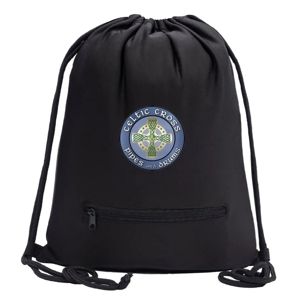 Celtic Cross BAND Melange Drawstring Gym Bag With Zipper Pocket