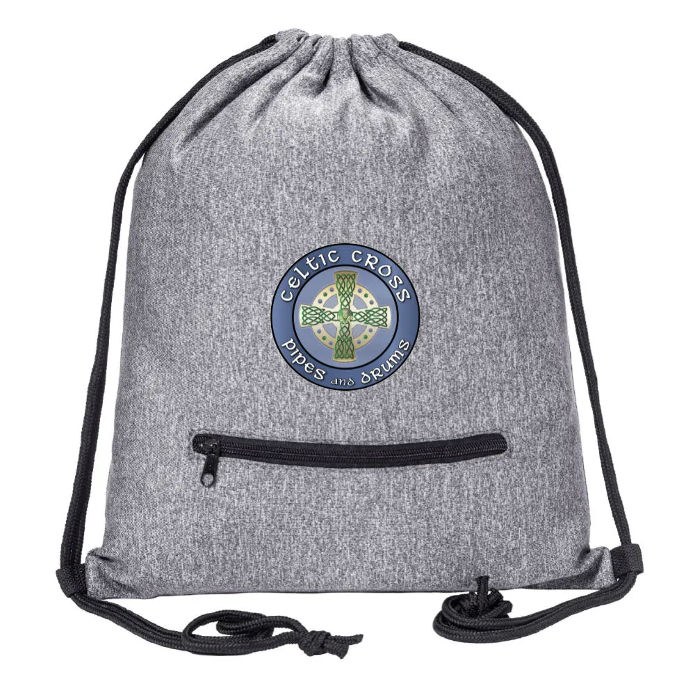 Celtic Cross BAND Melange Drawstring Gym Bag With Zipper Pocket