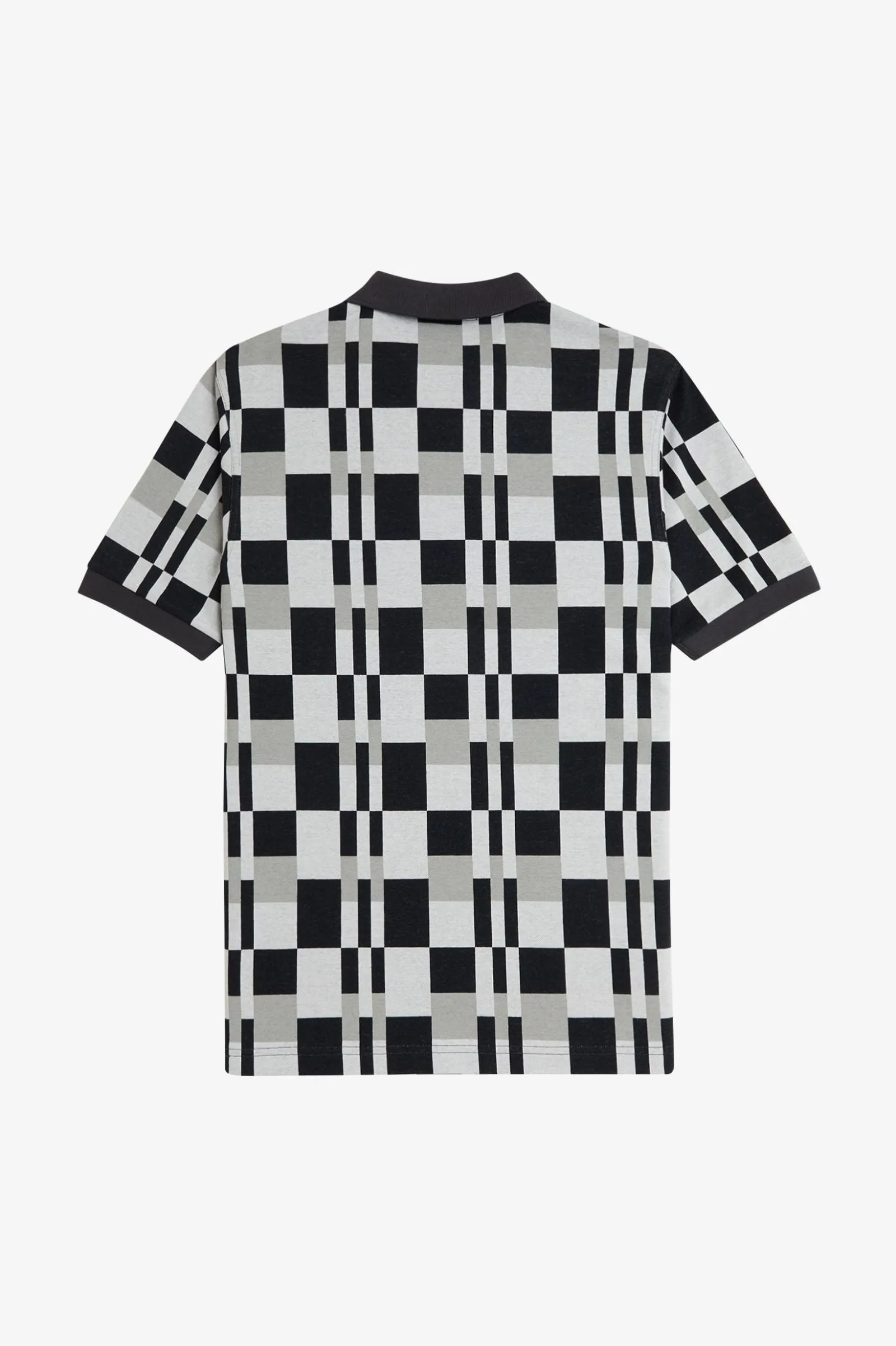 CHEQUERBOARD ZIP NECK POLO SHT
