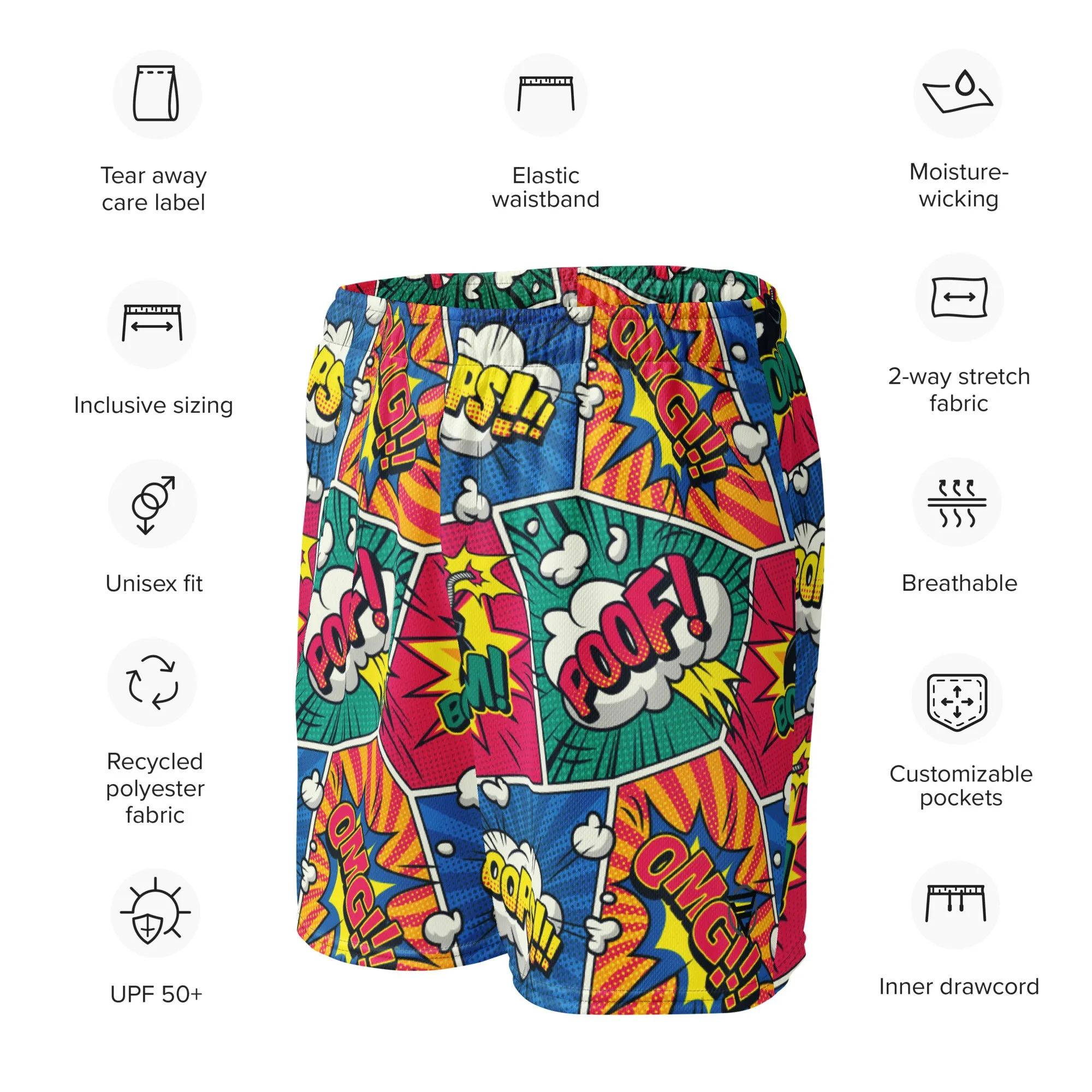 Comic Poof Art Unisex mesh shorts