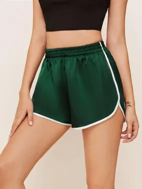 Contrast Binding Satin Dolphin Shorts
