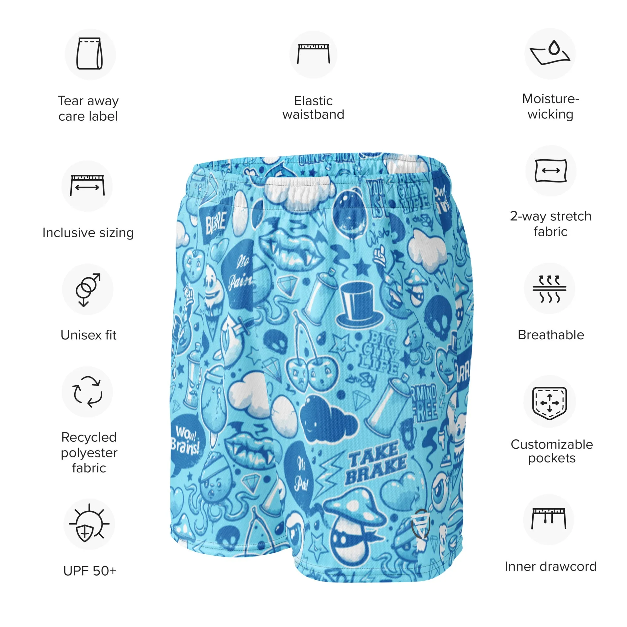 Creatures graffiti Unisex mesh shorts