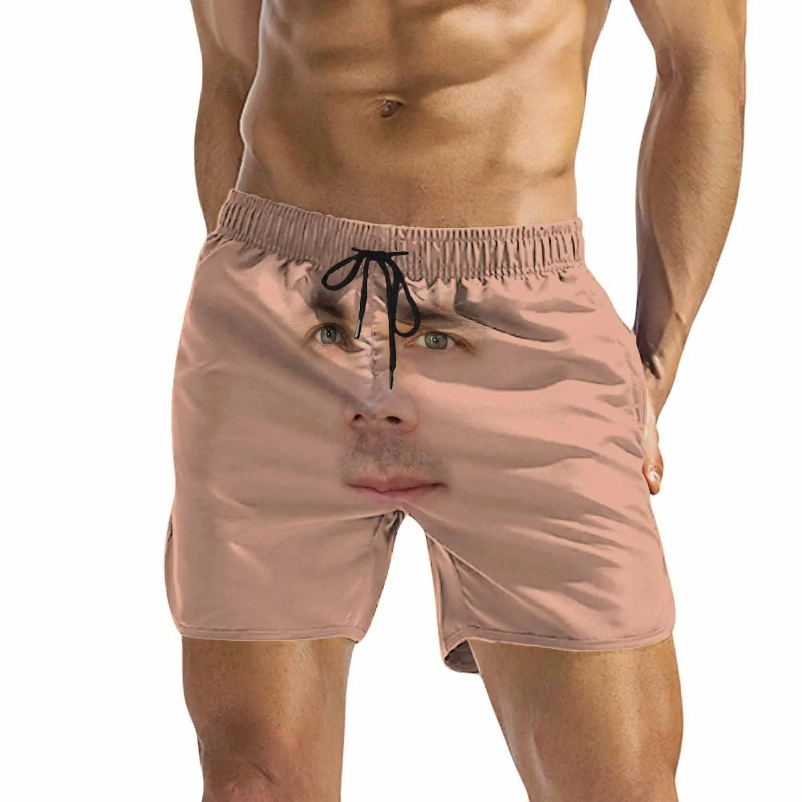 Custom Made Swim Trunks with Personalized Face Complexion Girlfriend Men's Quick Dry Swim Shorts